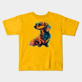 Sunny Side Pup: Dachshund Shades Kids T-Shirt